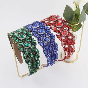 Hair Clips Colorful Crystal Stone Headband Hairbands Elegant Women Accessories Wide Wedding Jewelry 278