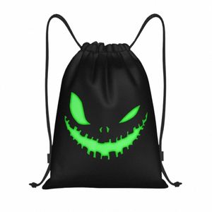 Spooky Face Halen Dark Green Glow Face Sacksing Bags Satch Mag Сумка горячая легкая 42WA#