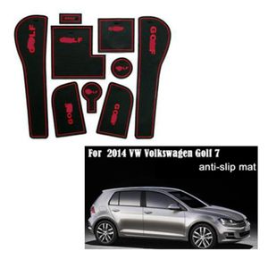 Para 2014 VW para golfe 7 PVC Anti-Slip Port Porta Porta Slot Pad/Mat Tank Junta Copo Mat/Pad Acessórios para Carro 3Color2918579