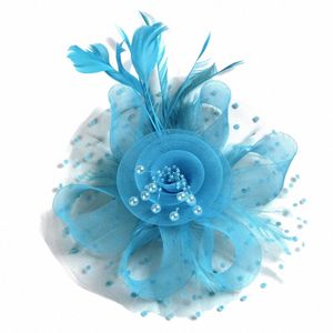 Donne vintage Feather Fr Fascinator Cappello da donna Accorie Fare Fare Floral Mesh Veil Headband Hierpin D5ne#