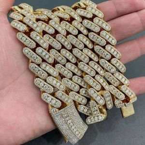 Factory Wholesale Drop Shipping Vvs Moissanite Diamond 925 Silver Cuban Link Chain 15mm 18mm Hip Hop Necklace Men Jewelry