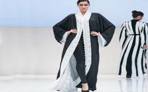 Najnowszy styl Abayas Coat długie rękawy Odwrotne koronkowe szyfonowe formalne sukienki wieczorowe na zamówienie na imprezę balową sukienki kaftan arabski du2458989