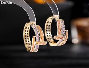 Donia Jewelry Luxury Stud European and American Fashion Nails Copper Microset Zircon Twocolor Creative Designer Silver Needle EA4775881