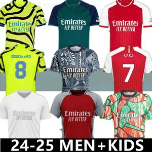 23 24 25 G.Jesus Soccer Jerseys Rice Smith Rowe Saka Игрок поклонников J.Timber Martinelli Russo 2024 2025 футбольная рубашка мужчина детей Одегаард Самби Фабио Вийра Салиба Хаверц