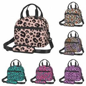 leopard Print Insulated Lunch Box Cheetah Pink Cooler Tote for Work Office School Picnic Reusable Waterproof Thermal Lunch Bag v7ml#