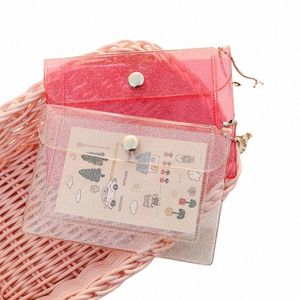 FI transparente à prova d'água PVC Women Card Caso Busin Card Homem Men Credit Bag Id Mini Wallet Girls Coin Burse N7KX#