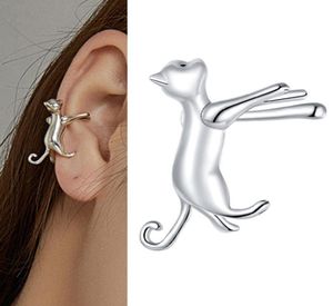 Silver 925 Ear Cuff Earrings for Women Cat on Ear Jewelry Unique Design 925 Sterling Silver Jewelry Brincos SCE967 2105124405387