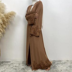 Ubranie etniczne muzułmańskie kobiety otwarte kardigan abaya kimono koronkowe hafty haftowe abayas długie maxi sukienka Turcja arabska kaftan sukienki eid Ramadan Eid Ramadan