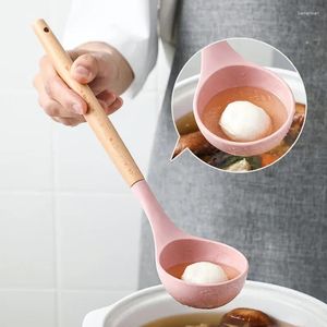 Cucchiaio a mestolo silicone antiaderente con manico in legno resistente al calore porridge riso cucina di miscelazione di miscelazione