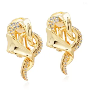 Gestüt Ohrringe Twisted Art Ladies Mode Großhandel 18K Gold gefüllt klassisch CZ Hochzeitsfreunde Geschenkschmuck Boucle