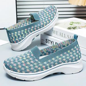 Casual Shoes Breattable Summer Sneakers 2024 Women Wedge Kinting Woven Mamma Relax Walking Flats Tenis Chaussure Femme