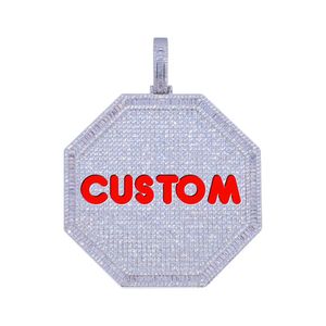 Dropshipping Hot Sale Hip Hop Jewelry Octagon Custom Letter Namn Iced Out VVS Moissanite Diamond Pendant For Men