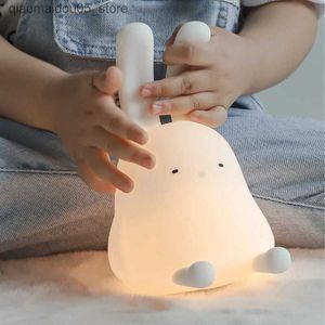 Lamps Shades LED Night Light USB Light Dimmable Childrens Bedroom Toy Cute Rabbit Room Decoration Bedside Light Q240416
