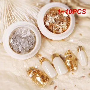 Nail Glitter 1-10pcs 4box Abalone Shell Art Flakes Gold Pearlescent Mica Slice Oregelbundet Fragment Stone Manicure Decorations