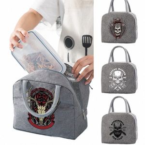 Сумка для ланча Cooler Tote Portable Ionsuled Cooler Box Temply Food Ctainer Сумочка Bento Skull Print School Food Store R9ra#