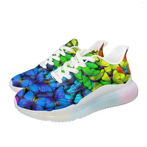 Casual Shoes INSTANTARTS Color Butterfly Flower Ladies Trendy Air Cushion Heightening Sneaker Walking Zapatos