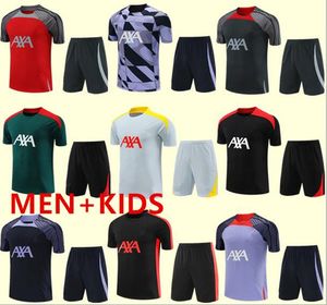 24/25Short Sleeved Suit Men Soccer Tracksuit 23 24 Soccer Jersey Kids Football Training Suit Tracksuits Sursetement Foot Chandal Jogging Set Set Axa
