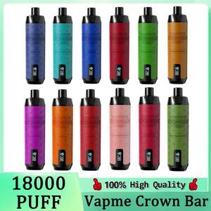 Original Vapme Crown Bar 18000 Puffs Einweg-E-Zigarette 12 Geschmacksrichtungen 600mAh wiederaufladbarer Akku 25ml vorgefüllter Pod-Luftstrom-Steuerelement gegen Al Crown Bar Fakher 8000