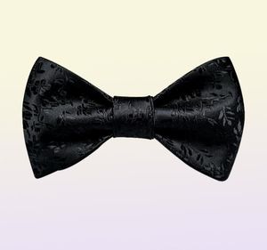 Kowądy Czarny Kwiat Solid Self Tie mężczyzna Modna Modna jedwabny Butk Formal Business Wedding Party Bowtie chusterze set Dibangu1735764