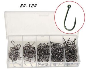 500pcs1box 5 Sizes Mixed 812 Black Ise Hook High Carbon Steel Barbed Fishing Hooks Fishhooks Asian Carp Pesca Tackle Accessori9646758