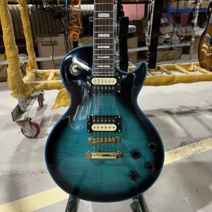 Guitar Lp Guitar Electric Black Offrel Blue Famed Mapled Top Zebra Pickups Gold Hardware Mahogany Body Darmowa wysyłka