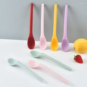 Spoons Small Long Handle Silicone Spoon Porridge Rice Ice Cream Salad Stirring Kitchen Catering Soup Ladle Tablespoons Tableware