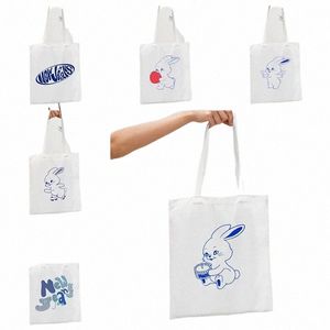 Rabbit Pattern Tote Bag New Jeans Bag Kpop Fi Shop Organizer Bags Souvenir For Bunnies Collecti Gift Girl New Album X0iz#