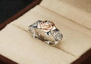 Cluster Rings Flower Rose Gold Silver 2 Colors Wedding Engagement for Women Girls Zircon Gift Bague Femme Nillos Mujer Aneis6279628