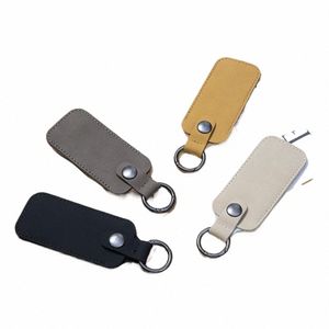 Echtes Leder U -Scheibe Beutelschlüsselringhalter USB FL Antriebsaufbewahrungstasche Pendrive Schutzschutz Speicher Stick Case Accories A8Y2#