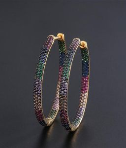 Hoop Huggie Funmode Trendy Two Tones Rainbow Cubic Zirconia Earrings For Women Hip pendientes mujer Whole FE53 2211112715910