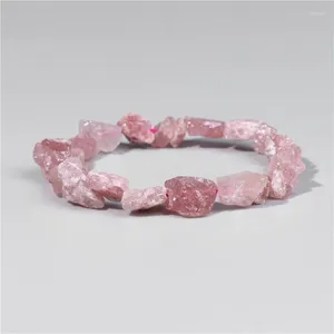 Strand 9-12mm Irregular Crystal Contas Bracelet Bracelete Rosicha Rosa Natura