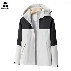 Men's Trench Coats Techwear Windbreaker And Women's Outdoor Casual Colorblock Hooded Coat Spring Camping Hiking Wear-resistant Jacket