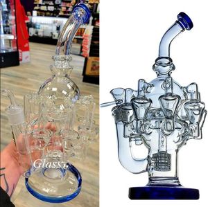 11.8inchs Big Glass Water Pipes Recycler Dab Rigs Hookahs Shisha Smoke Glass Pipe Oil Matrix Perc med 14mm skål