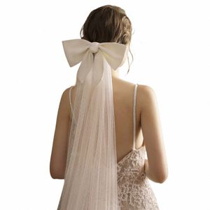 V824 Cappella per matrimoni graziose Accorie Bridal Accories a uno strato Dots Tulle Cut Edge What Bow White Lg Bride Veil with Hair Comb 58WF#