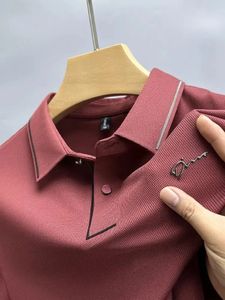 Seta ghiacciata marca di lusso da uomo Shirt stampato con tappeto non in ferro senza ferro Maglietta casual coreana da uomo in moda coreana 240415 240415