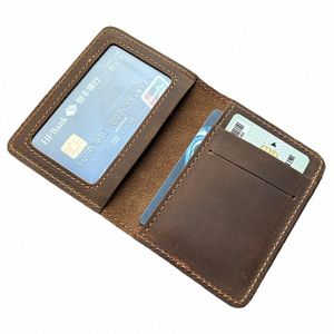 handcraft Leather Credit Card Holder Vintage Small Wallet for Credit Cards Case and Driver License Vintage Style Gift for Men P3Ta#
