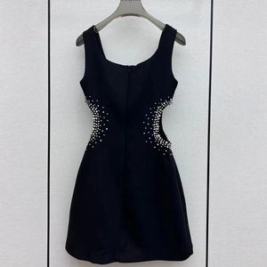 Casual Dresses High-End Brand Women's Dress Original Rhinestone Design Högkvalitativa tankar berömda lyxiga fritidskjolar