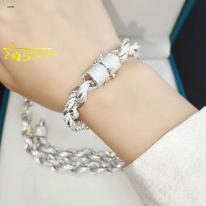 Passera diamanttestare 18k vitt guld pläterat 10 mm sterling silver moissanit repkedjor isade ut hiphop män halsband armbandsigner smycken