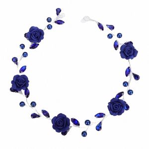 Модный свадебный головной убор Blue Fr странный повязка на голову для свадебных акций жемчужина простая орнамент Tiara Bride Headdr F2NO#