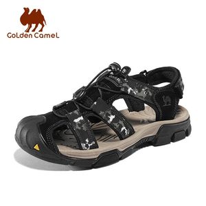 Golden Camel äkta läder män skor utomhus män sandaler sommaren 2023 casual tofflor strandsandal för 240415