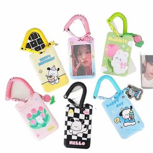 cute Card Set Student School License Bus Meal Card Protecti Sleeve Key Chain Badge ID Set v68F#