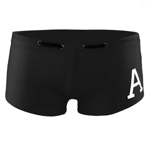 Men's Swimwear Mens Swim Trunks Drawstring Letter Quick Dry Male Swimming Wear Boxer Shorts Square Leg Boardshorts For Diving/Beach/Surfing