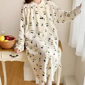 Kadın pijama saf pamuk 2024 İlkbahar/Yaz Postpartum Giyim Gezazı Krep Çift Katmanlı Doğum Ev Elbisesi Hema Nightgown