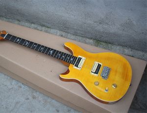 Vänsterhandad anpassad quilt Maple Top Quality Yellow Reed Smith 24 Frets Mahogny Body Rosewood Fingerboard Electric Guitar