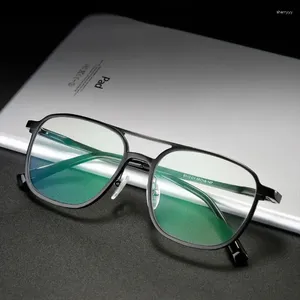 Óculos de sol Quadros de vidros ópticos de alumínio retrô para homens Estilo de negócios aro completo Anti -Blue Eyewear Personalize lentes de prescrição