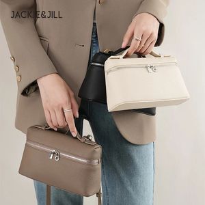 Top Layer Cowhide Lunch Box Bag Genuine Leather Womens Handbag Hand Box Bag Messenger Small Bag L/P 19 240407