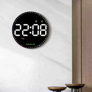 Relógios de parede LED de relógio digital de 10 polegadas com controle remoto 10 níveis alarme de brilho para decoração da sala de estar