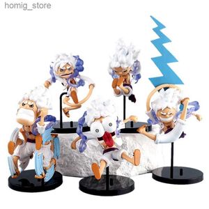 Action Toy Figures 5pcs/set Mini One Piece Anime Cute Luffy Gear 5 Figurine Sun God Nika PVC Action Figures Collection Model Statue Toys For Boys Y240415