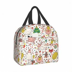 Kawaii Sheep Cute Animal Lunchag Box Box Trabalho Bento Cooler Reutiliza Tote Picnic Boxes Isoled Ctainner Shop Bags K77K#