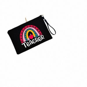 teacher Gifts Merci Maitre Travel Cosmetic Bag Handbag Organizer Small Makeup Pouch Wallet Pencil Pouchs Toiletry Bags Kits s2C2#
